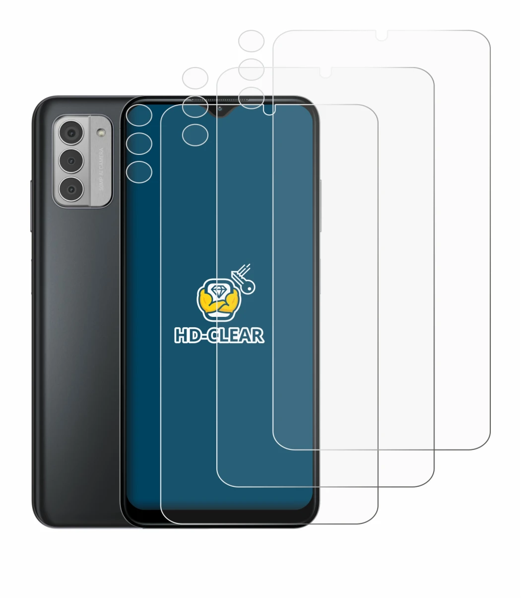 Image de l'appareil Nokia G42 5G (Avant+Caméra) avec une grande variété de protections d'écran.