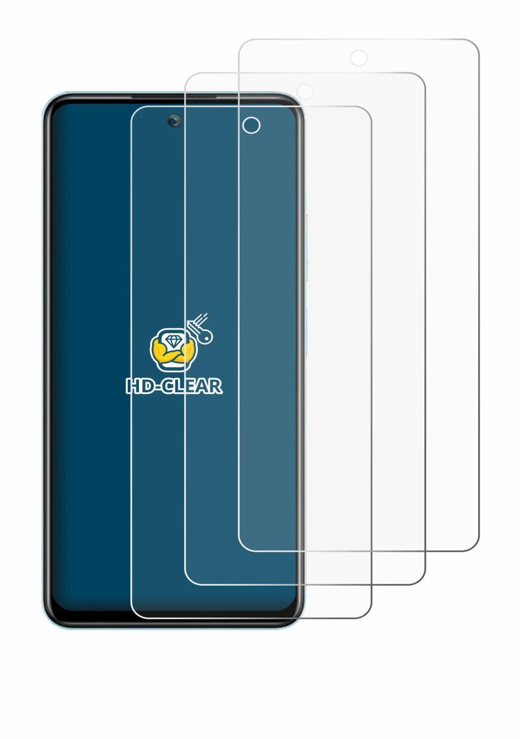 Image de l'appareil Itel S24 avec une grande variété de protections d'écran.
