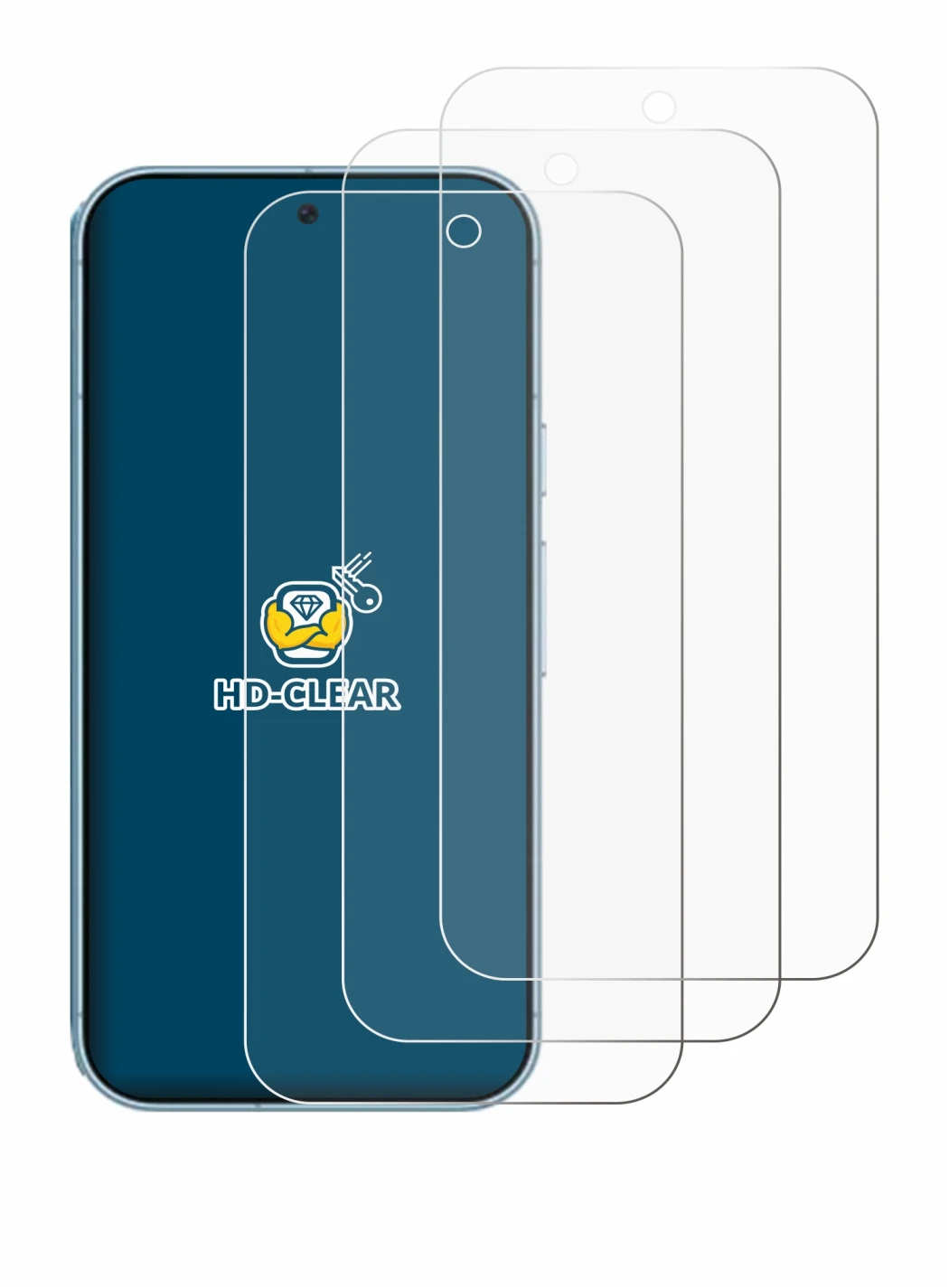 Image de l'appareil Google Pixel 9 Pro avec une grande variété de protections d'écran.