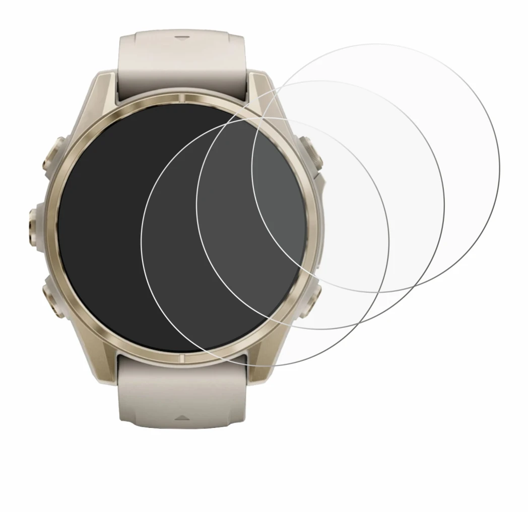 Image de l'appareil Garmin Fenix 8 (43 mm) avec une grande variété de protections d'écran.
