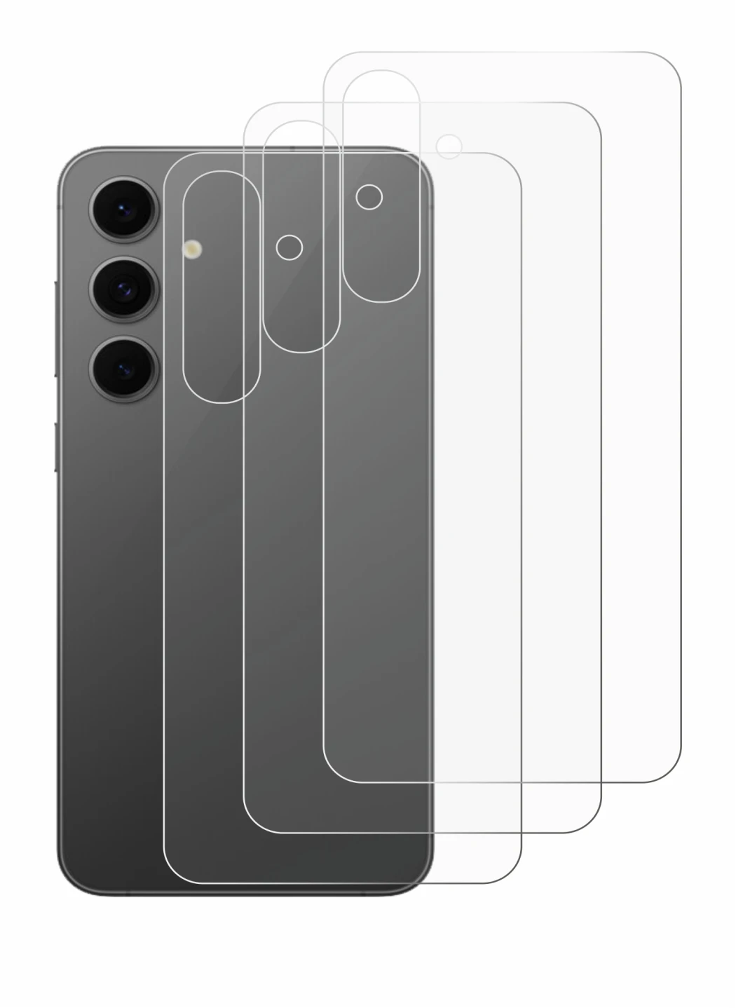 Image de l'appareil Samsung Galaxy S24 FE (Arrière) avec une grande variété de protections d'écran.