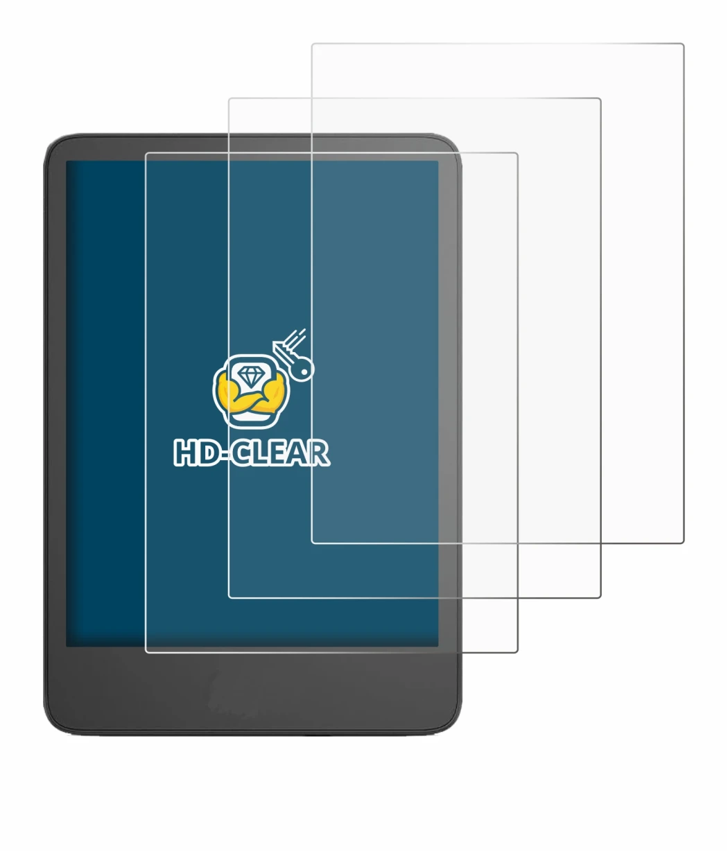 Image de l'appareil Amazon Kindle 2024 avec une grande variété de protections d'écran.