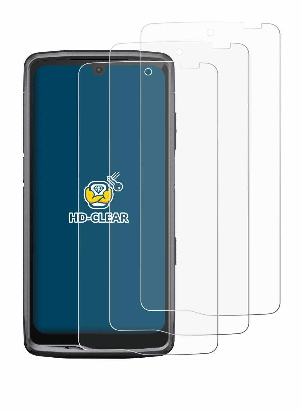 Image de l'appareil Crosscall Stellar M6 avec une grande variété de protections d'écran.