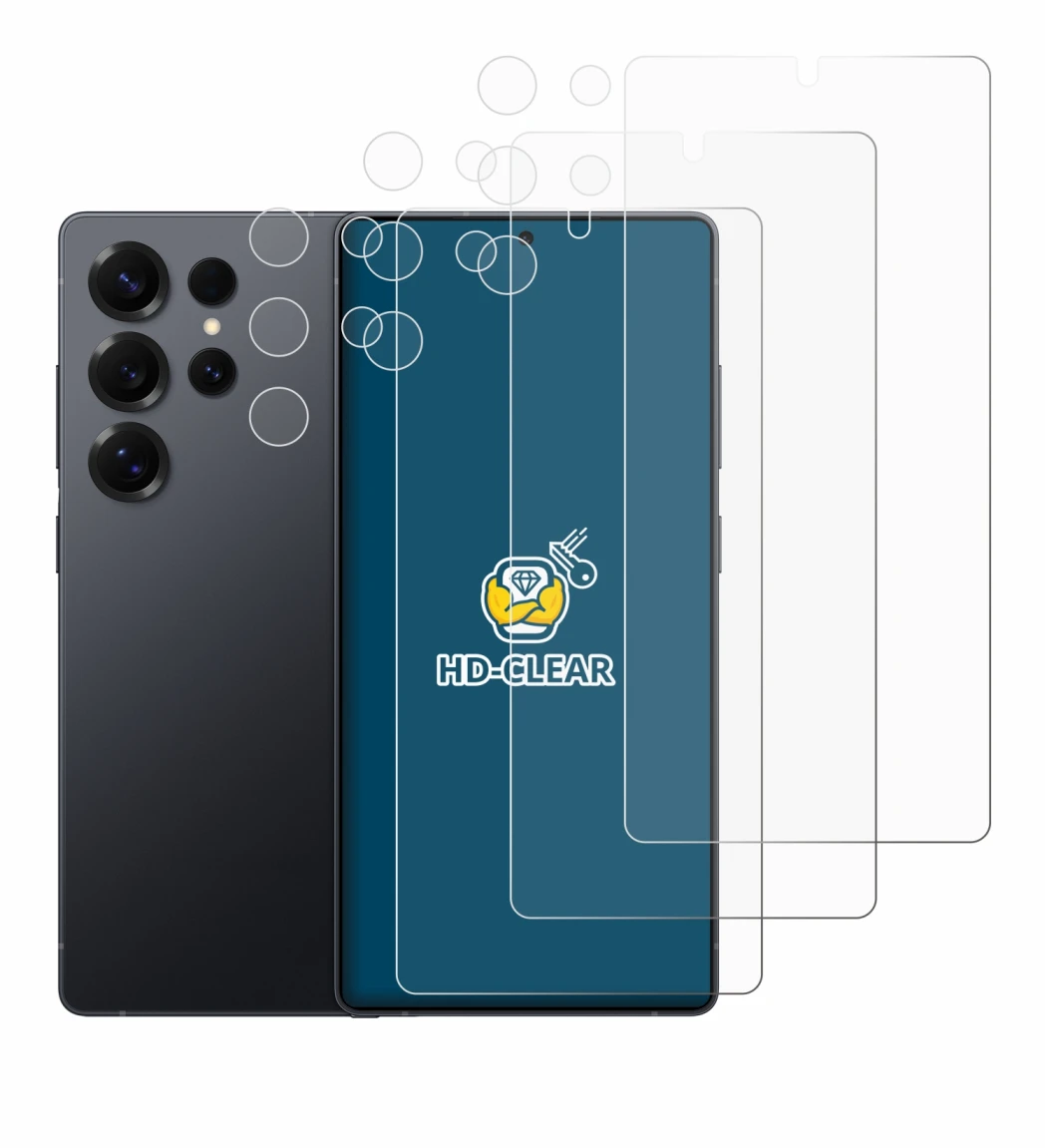 Image de l'appareil Samsung Galaxy S25 Ultra Enterprise Edition (Avant+Caméra) avec une grande variété de protections d'écran.