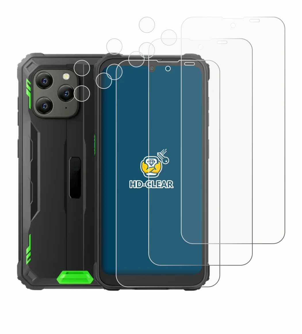 Image de l'appareil Blackview BV5300 Plus (Avant+Caméra) avec une grande variété de protections d'écran.