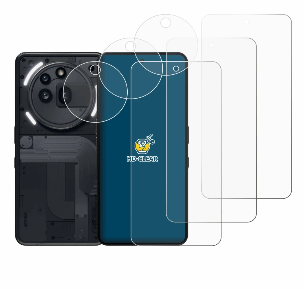 Image de l'appareil Nothing Phone (3a) Pro (Avant+Caméra) avec une grande variété de protections d'écran.