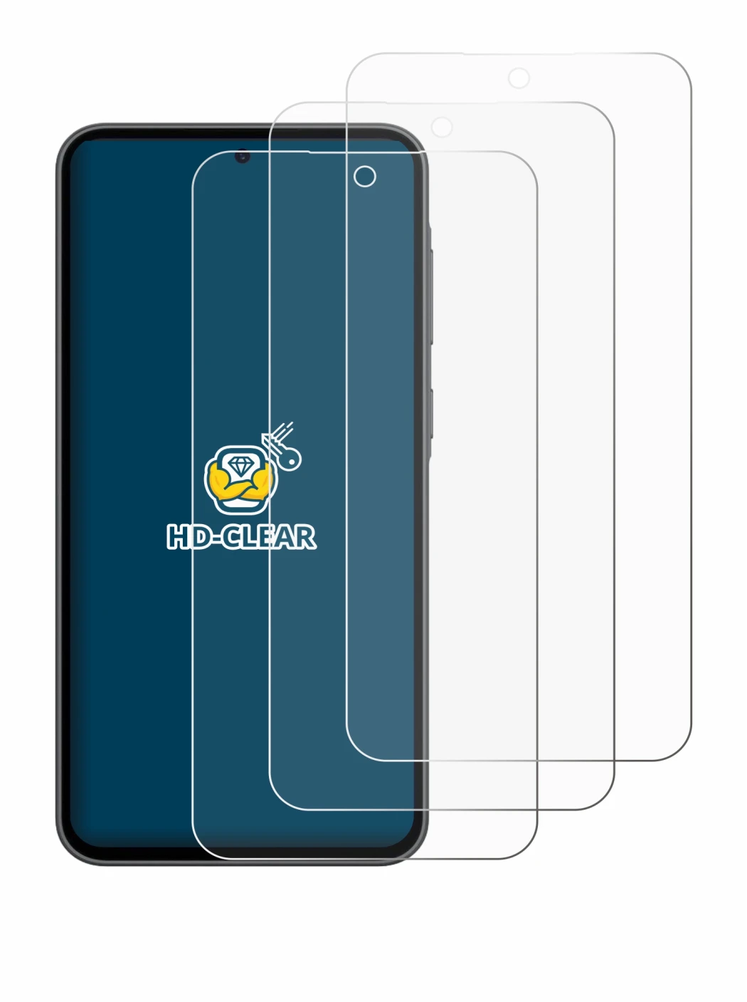 Image de l'appareil Samsung Galaxy A36 5G Enterprise Edition avec une grande variété de protections d'écran.