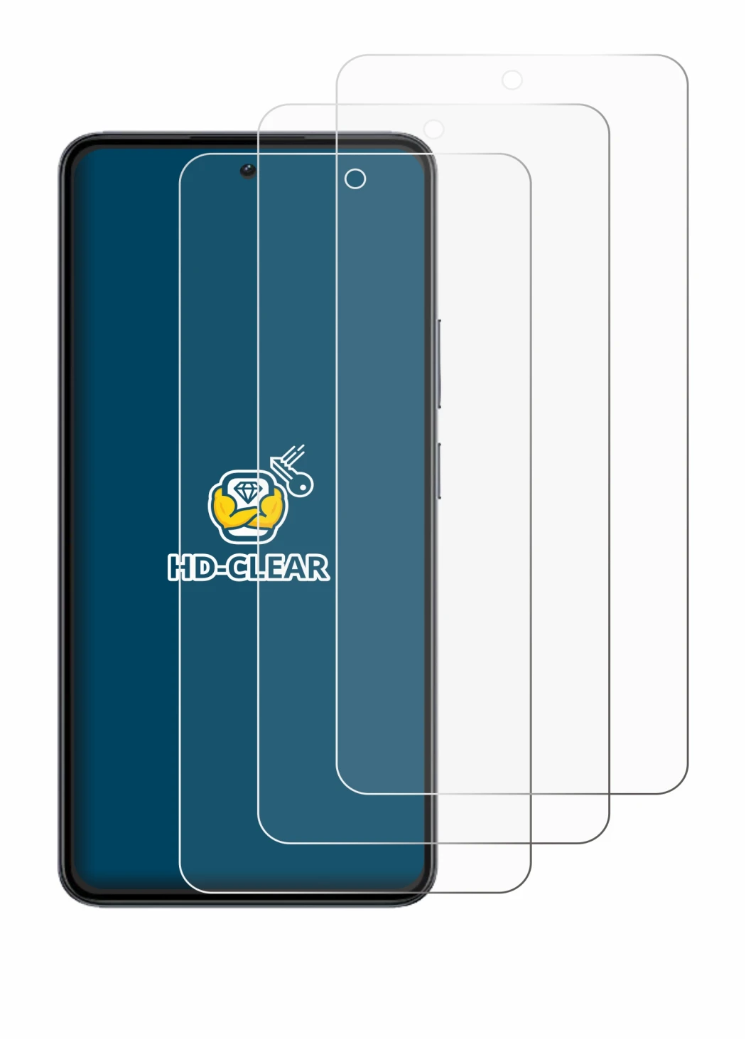 Image de l'appareil realme 14 avec une grande variété de protections d'écran.