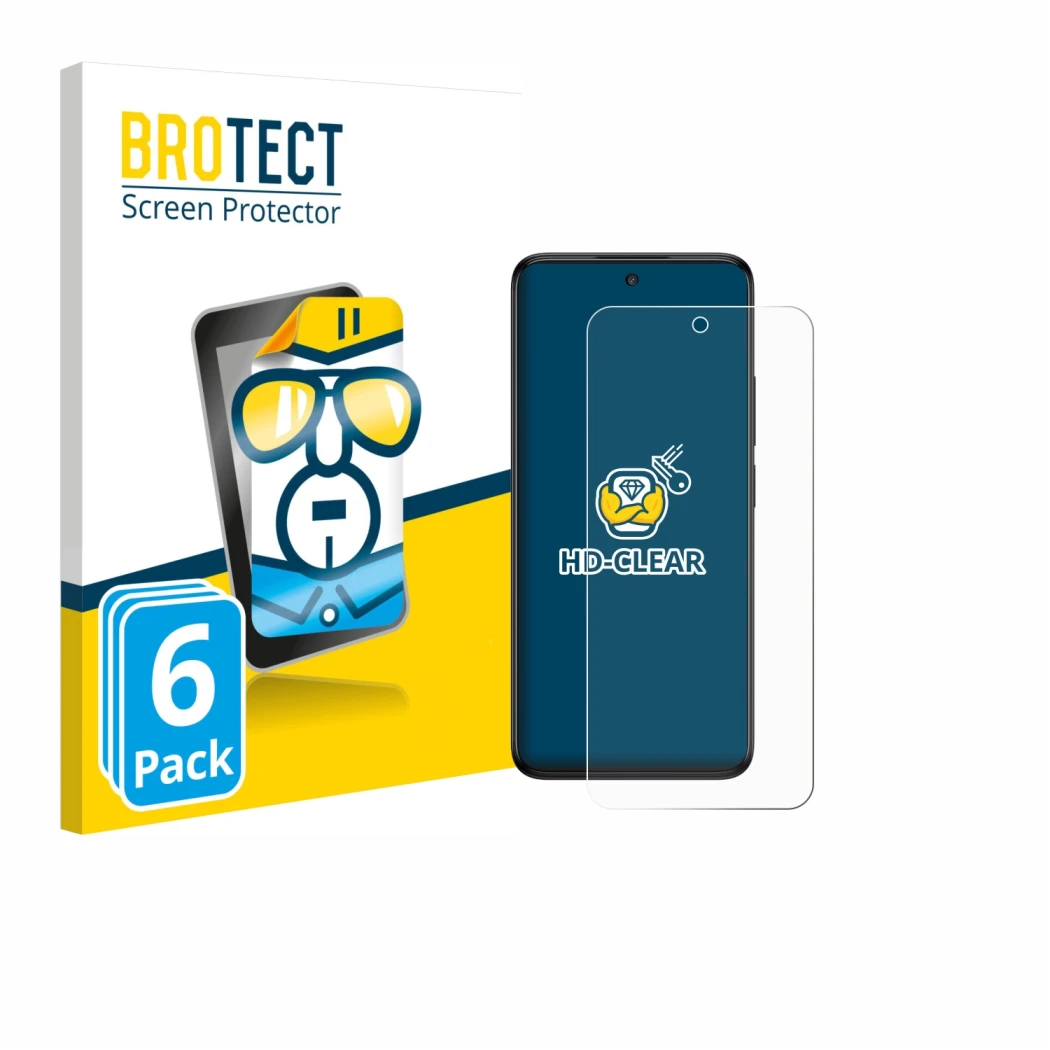 Face avant d’un emballage produit avec le logo de la marque BROTECT. À côté, l’appareil TCL 60 5G est représenté avec la prote