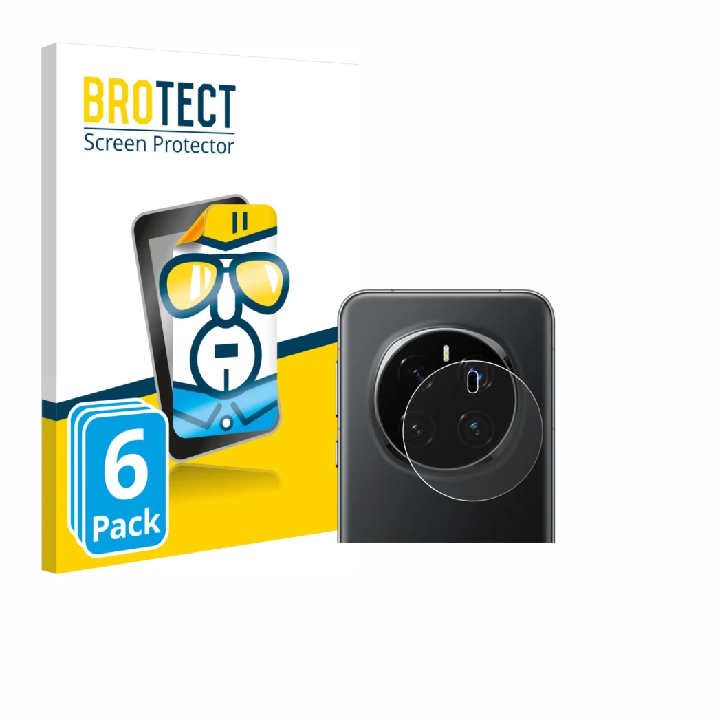 Face avant d’un emballage produit avec le logo de la marque BROTECT. À côté, l’appareil Honor Magic 7 Pro (Caméra UNIQUEMENT)
