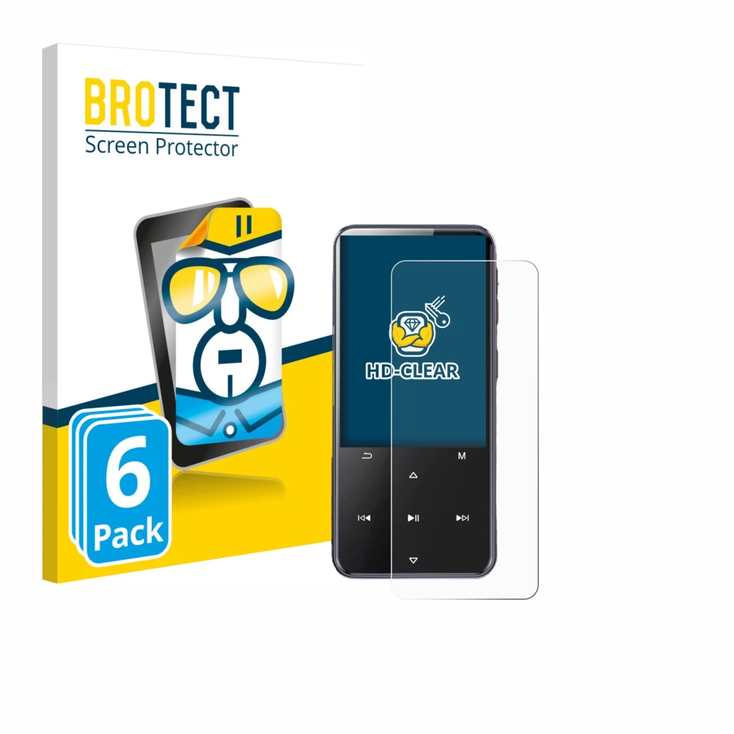 Face avant d’un emballage produit avec le logo de la marque BROTECT. À côté, l’appareil AGPtek M3 est représenté avec la prote
