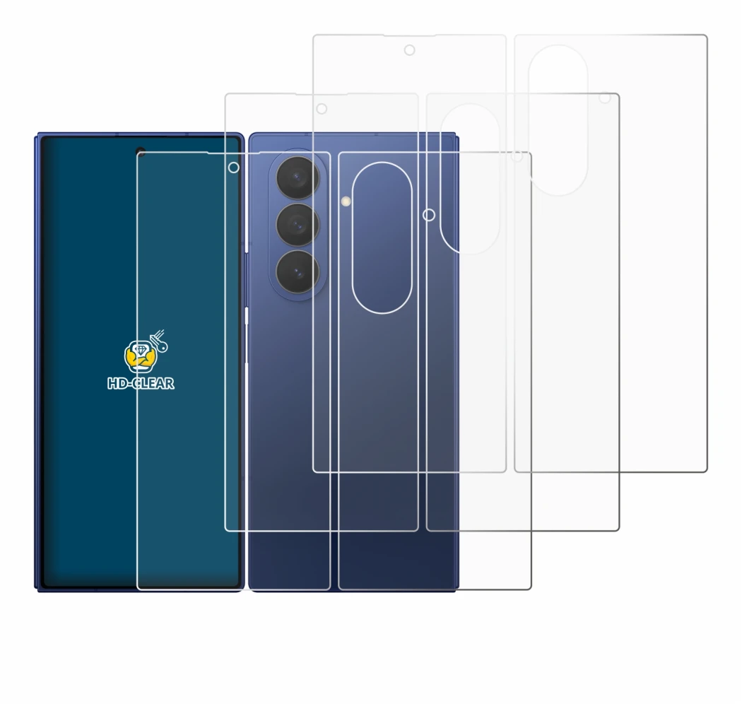 Image de l'appareil Samsung Galaxy Z Fold 7 (Avant+Arrière) avec une grande variété de protections d'écran.