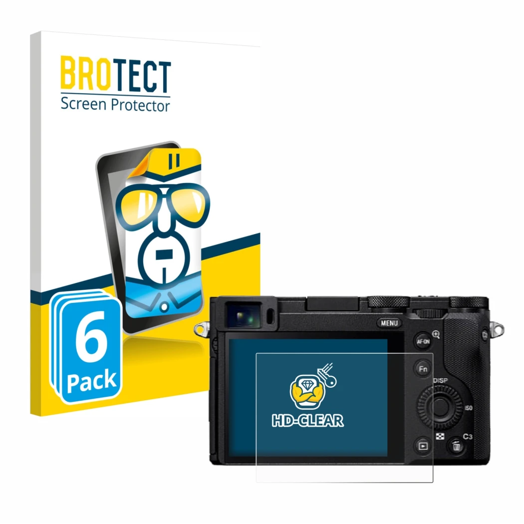 Face avant d’un emballage produit avec le logo de la marque BROTECT. À côté, l’appareil Sony RX1R III est représenté avec la p