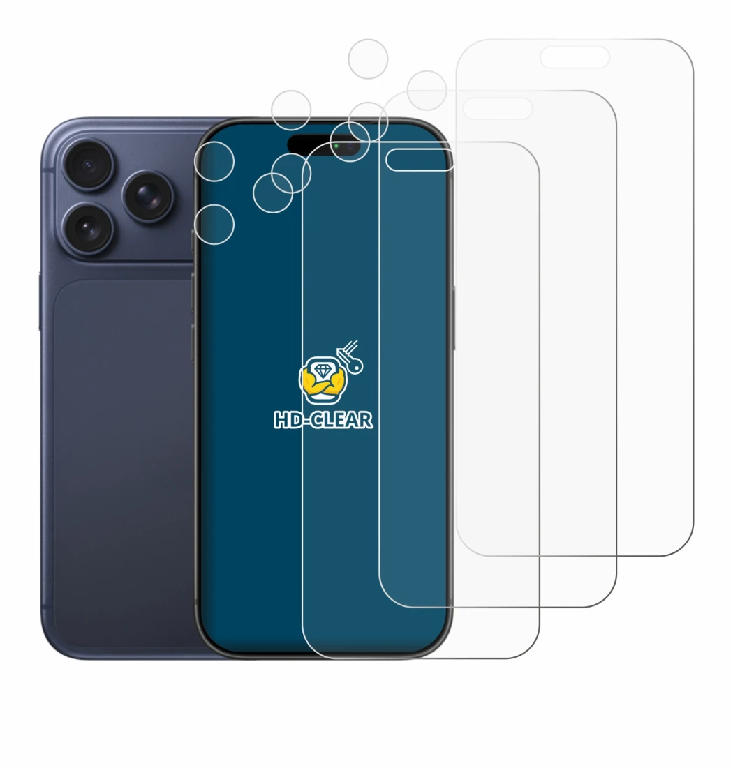 Image de l'appareil Apple iPhone 17 Pro Max (Avant+Caméra) avec une grande variété de protections d'écran.