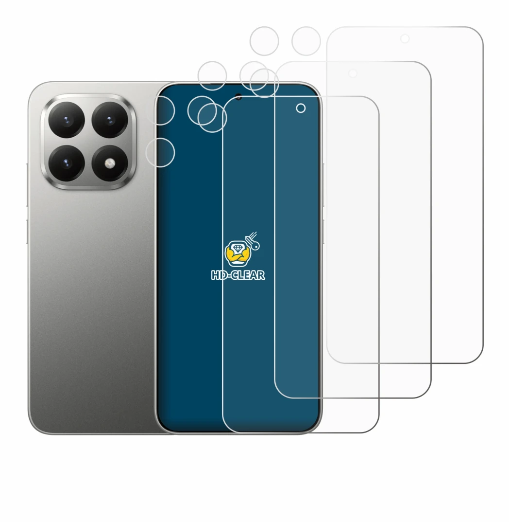 Image de l'appareil Xiaomi 15T (Avant+Caméra) avec une grande variété de protections d'écran.