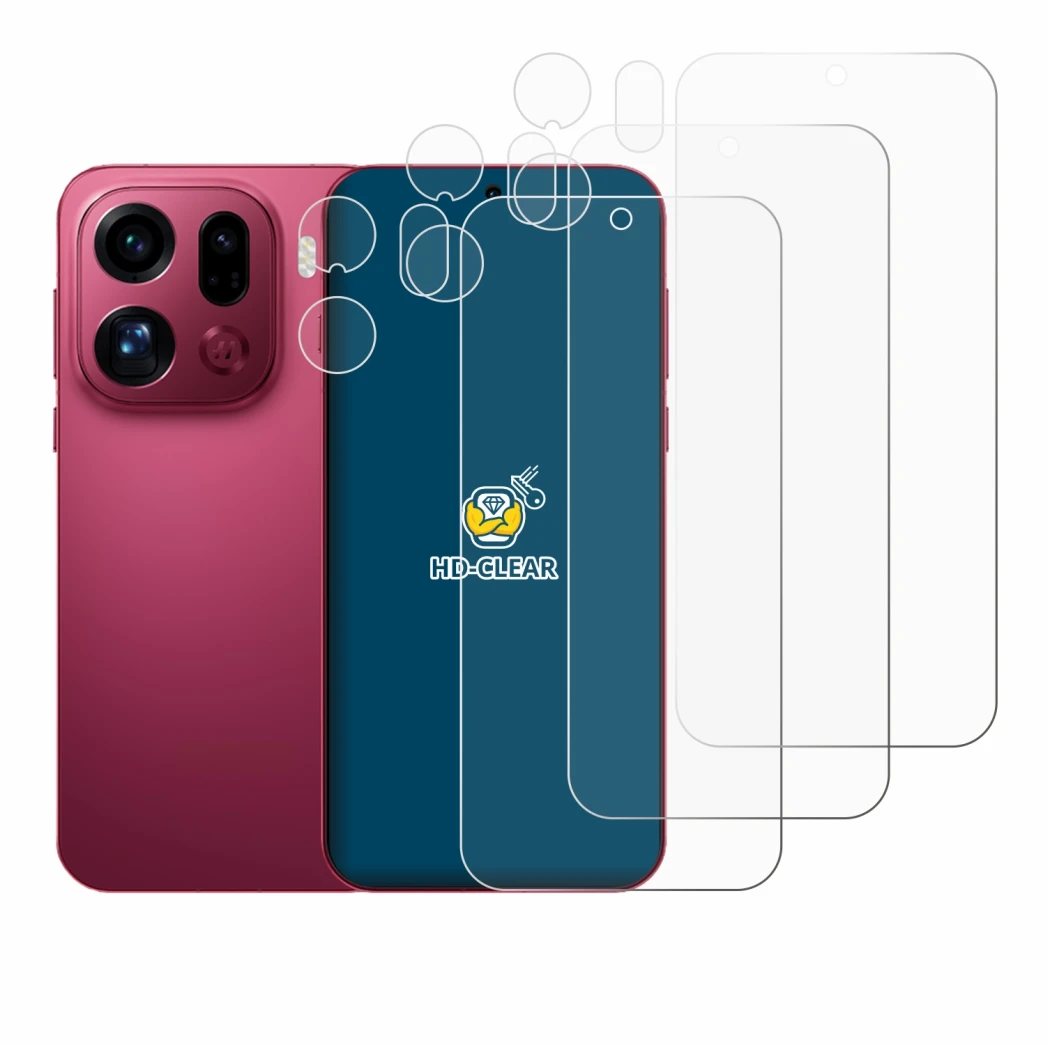 Image de l'appareil Oppo Find X9 Pro (Avant+Caméra) avec une grande variété de protections d'écran.