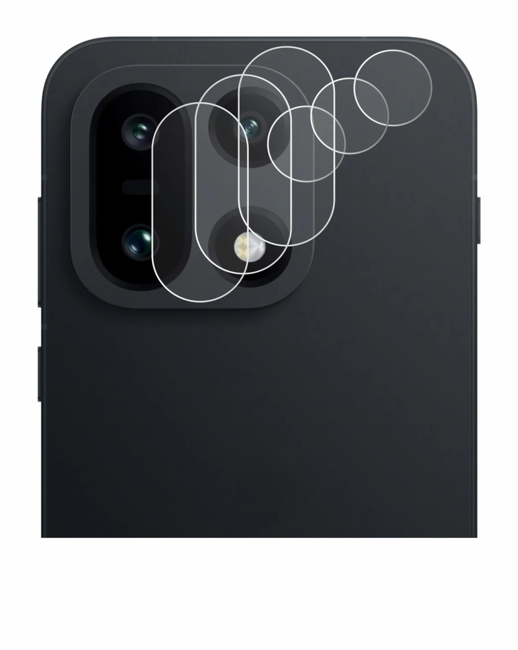 Image de l'appareil OnePlus 15 (Caméra UNIQUEMENT) avec une grande variété de protections d'écran.