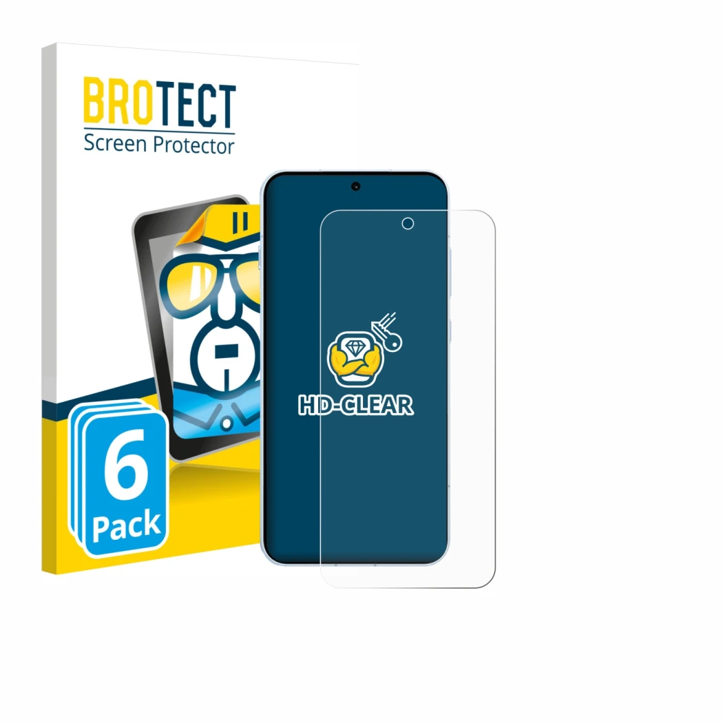 Face avant d’un emballage produit avec le logo de la marque BROTECT. À côté, l’appareil Oppo Find X8s est représenté avec la p