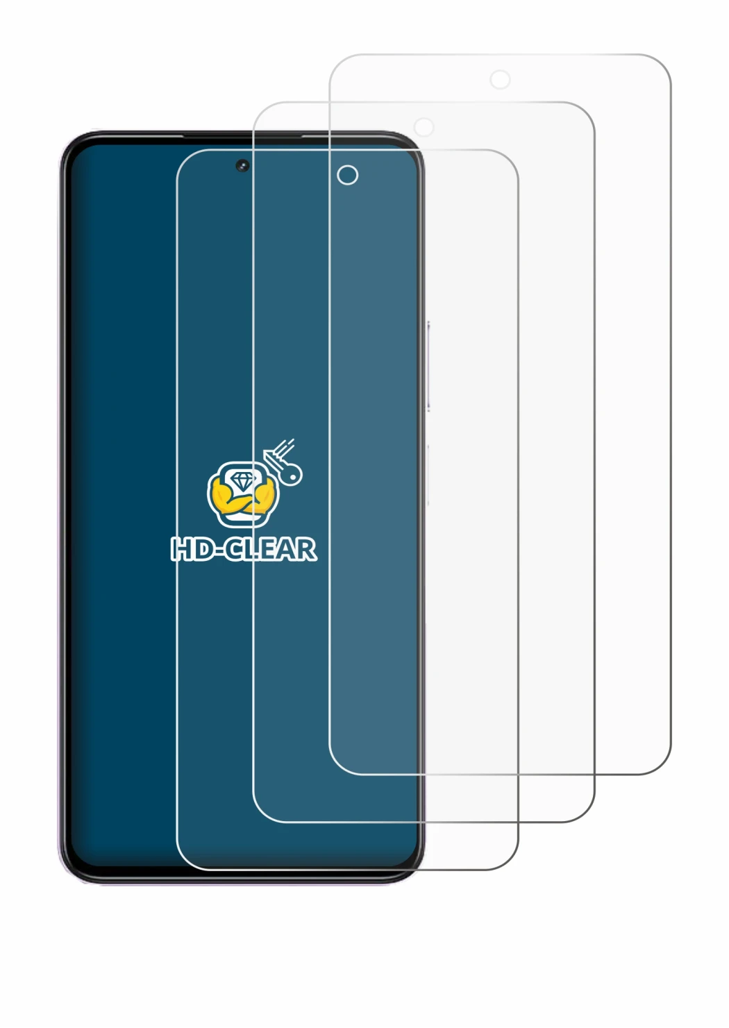 Image de l'appareil realme P4x 5G avec une grande variété de protections d'écran.