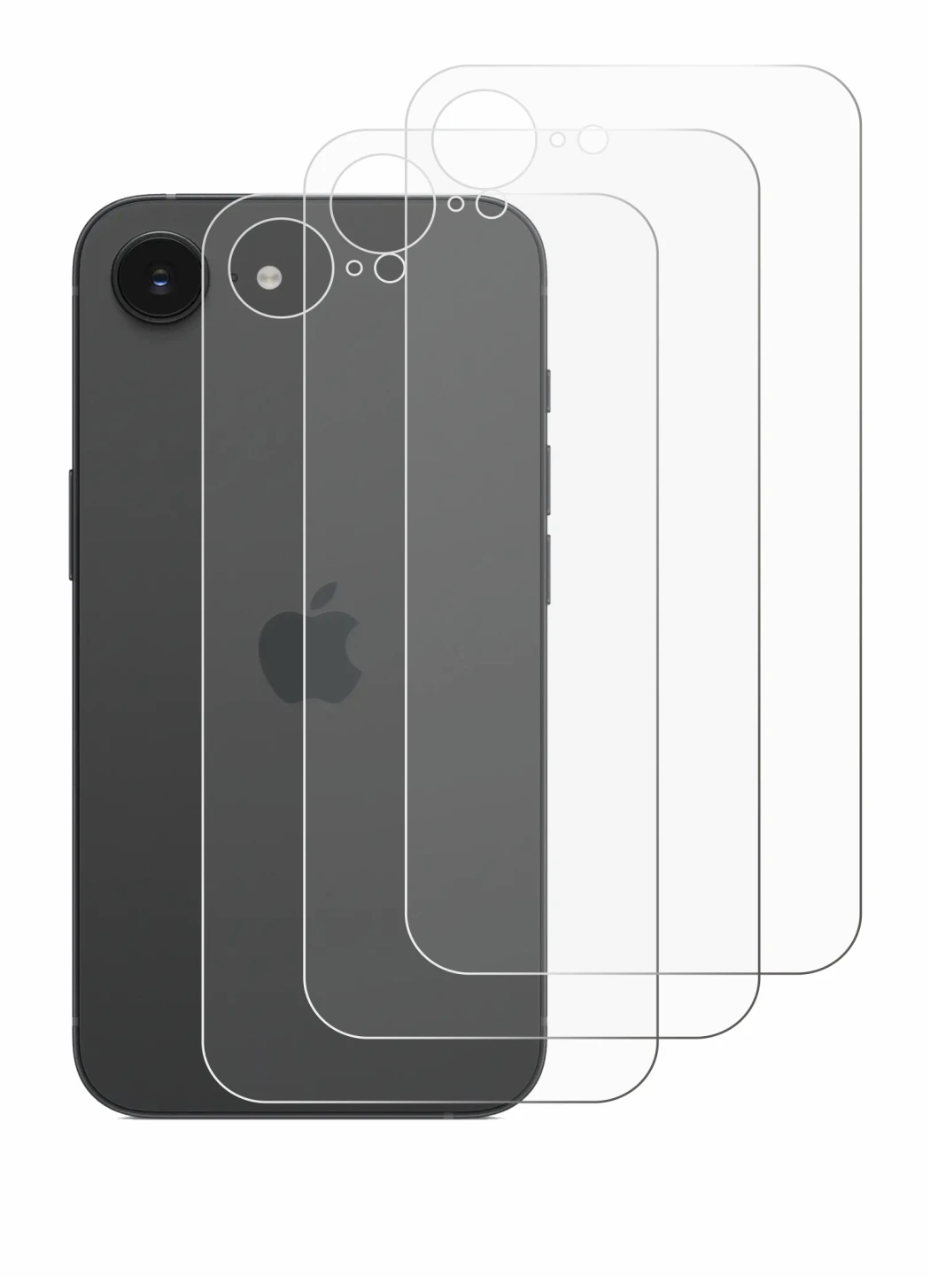 Image de l'appareil Apple iPhone 17e (Arrière) avec une grande variété de protections d'écran.