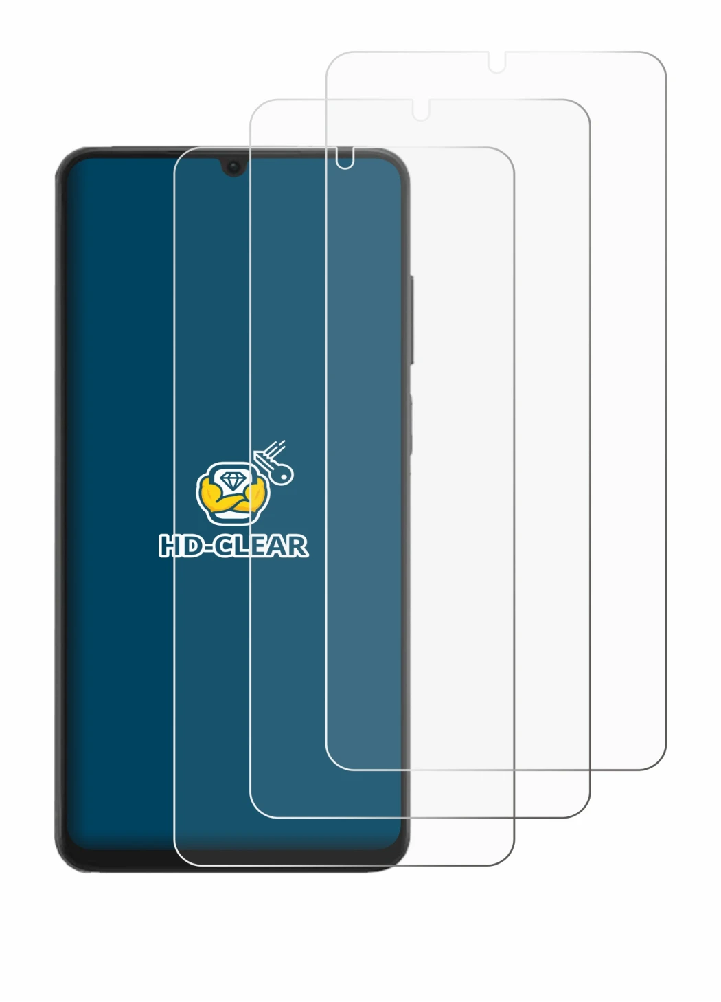 Image de l'appareil Honor X6d avec une grande variété de protections d'écran.