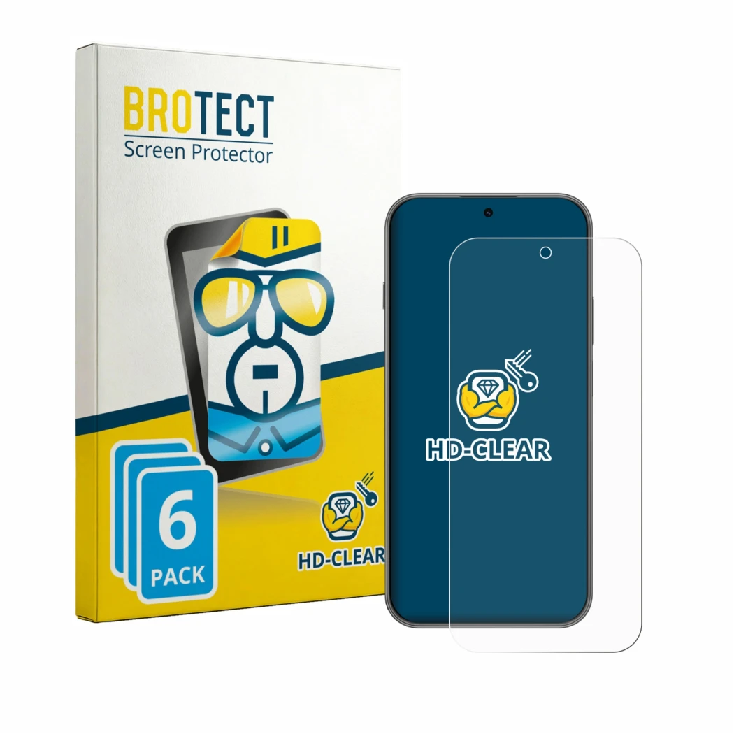 Face avant d’un emballage produit avec le logo de la marque BROTECT. À côté, l’appareil Huawei Nova 15 Max est représenté avec