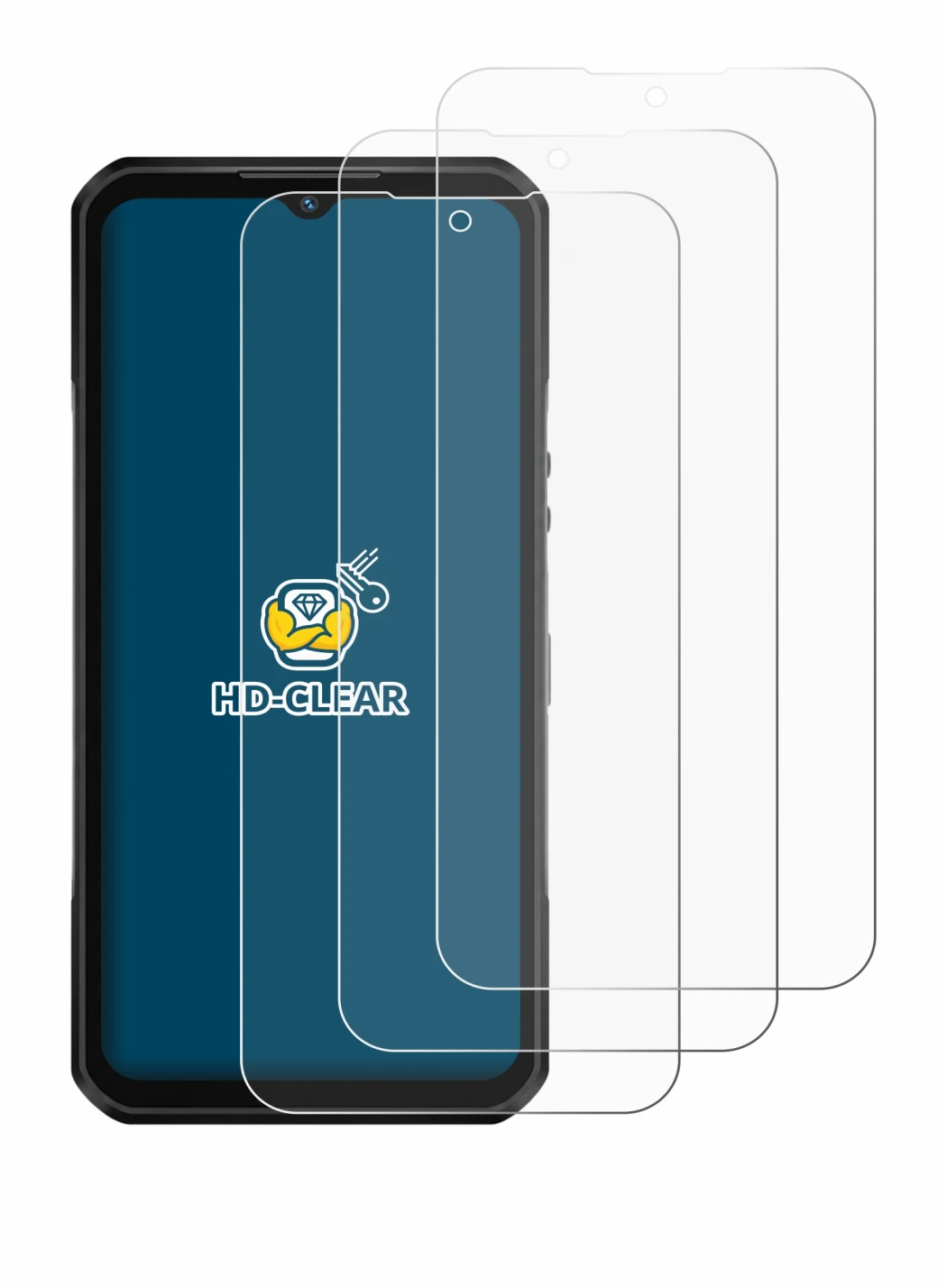 Image de l'appareil Oukitel WP66 avec une grande variété de protections d'écran.