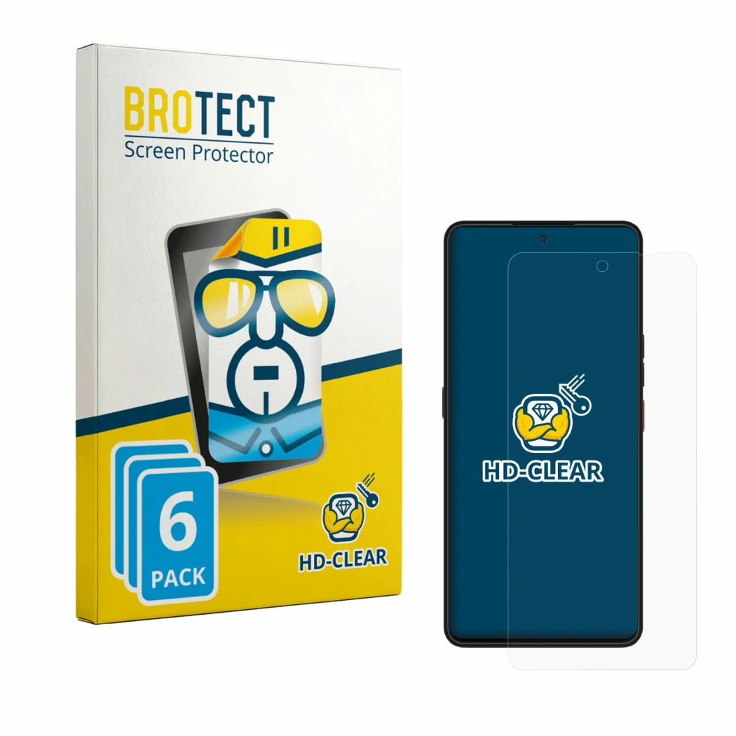 Face avant d’un emballage produit avec le logo de la marque BROTECT. À côté, l’appareil Volla Phone Plinius est représenté ave