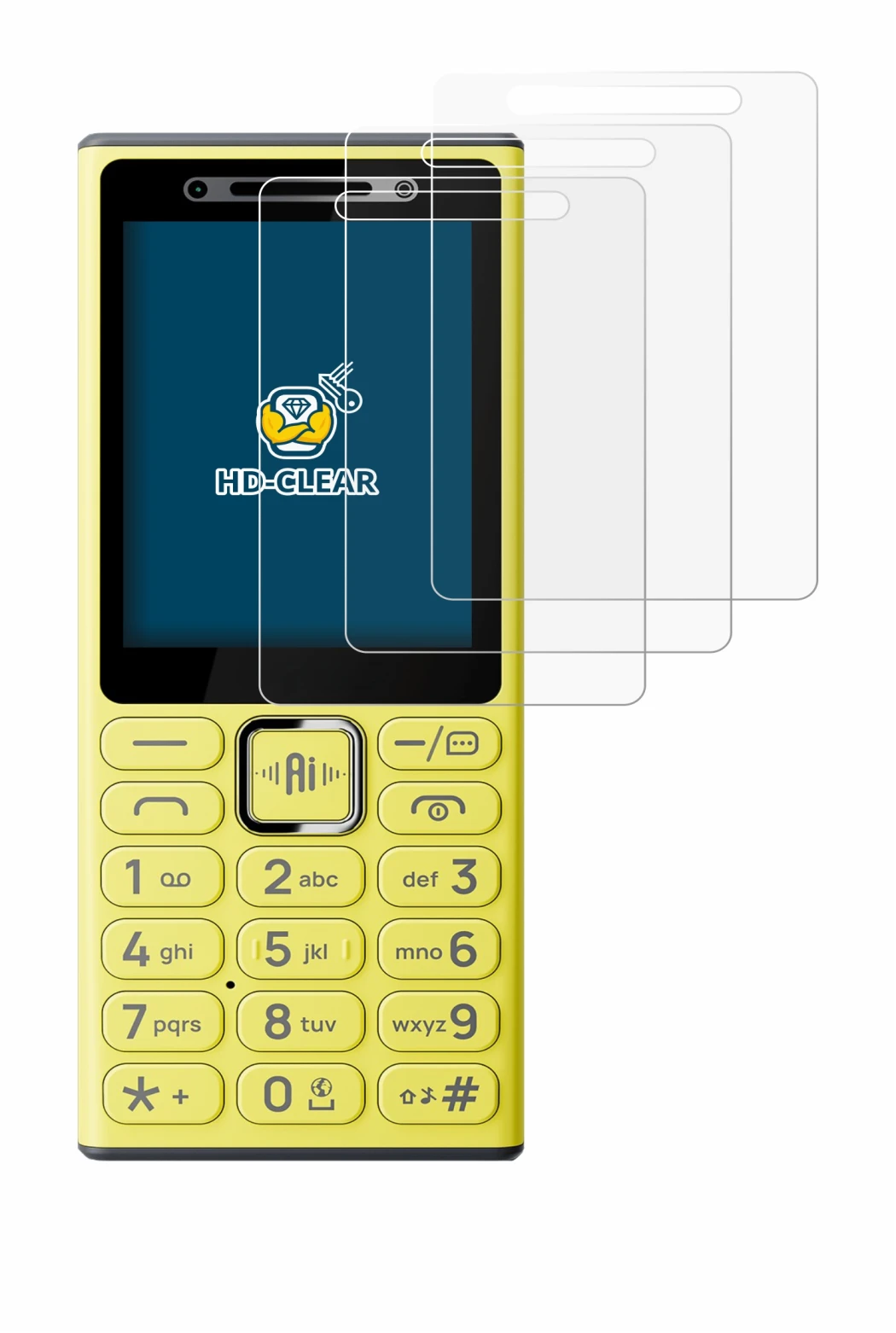 Image de l'appareil Nokia 200 4G avec une grande variété de protections d'écran.