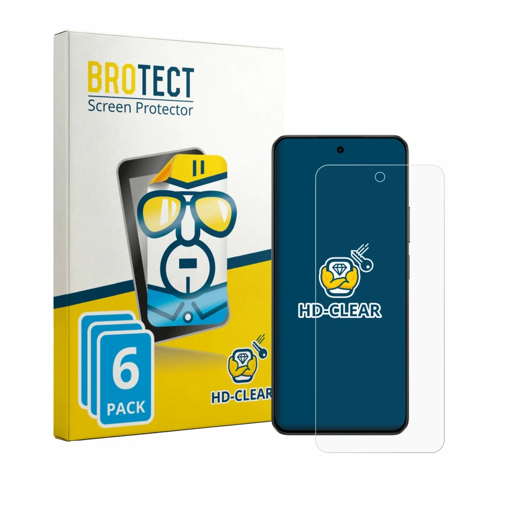 Face avant d’un emballage produit avec le logo de la marque BROTECT. À côté, l’appareil realme C71 est représenté avec la prot