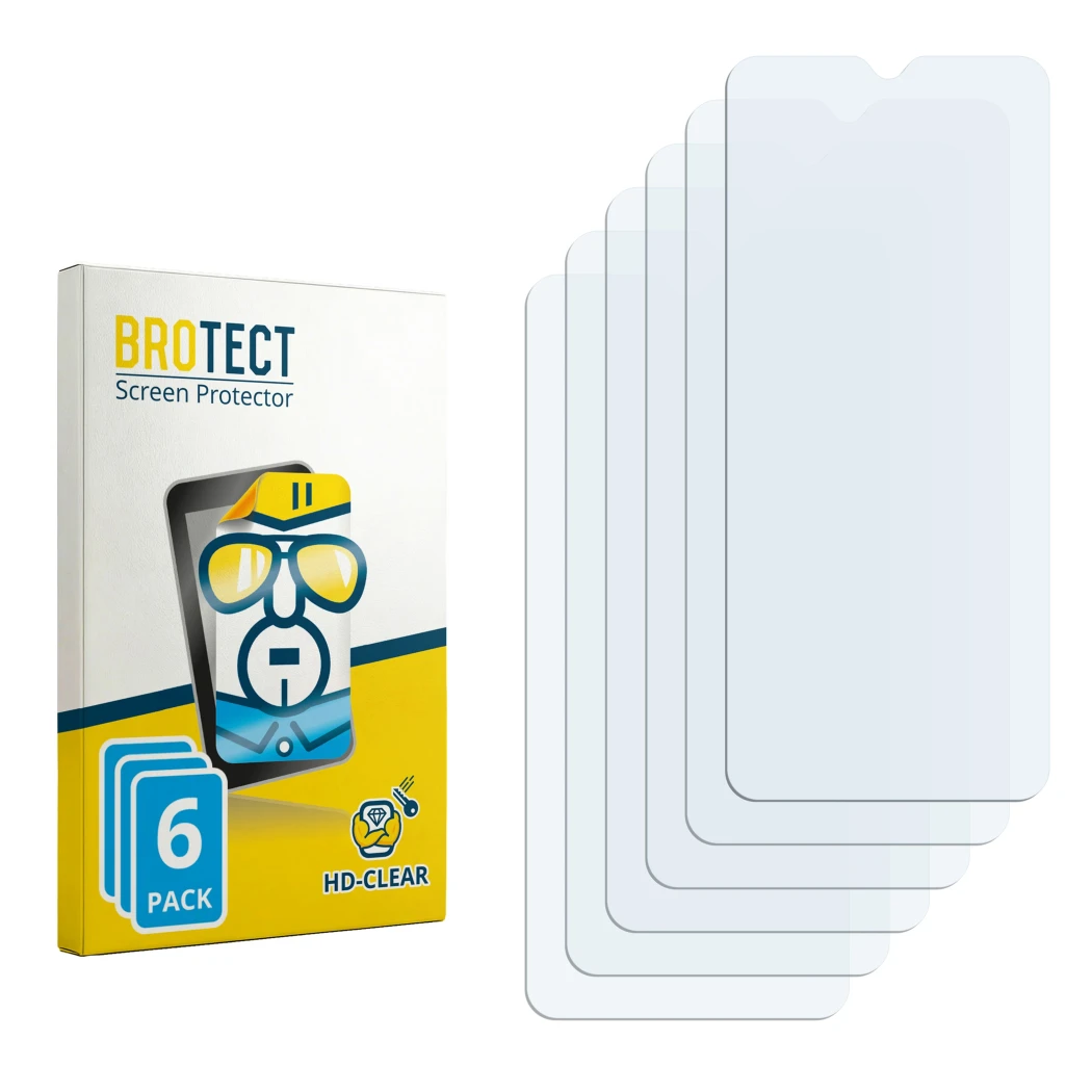 Face avant d’un emballage produit avec le logo de la marque BROTECT. À côté se trouve la protection d’écran correspondante.