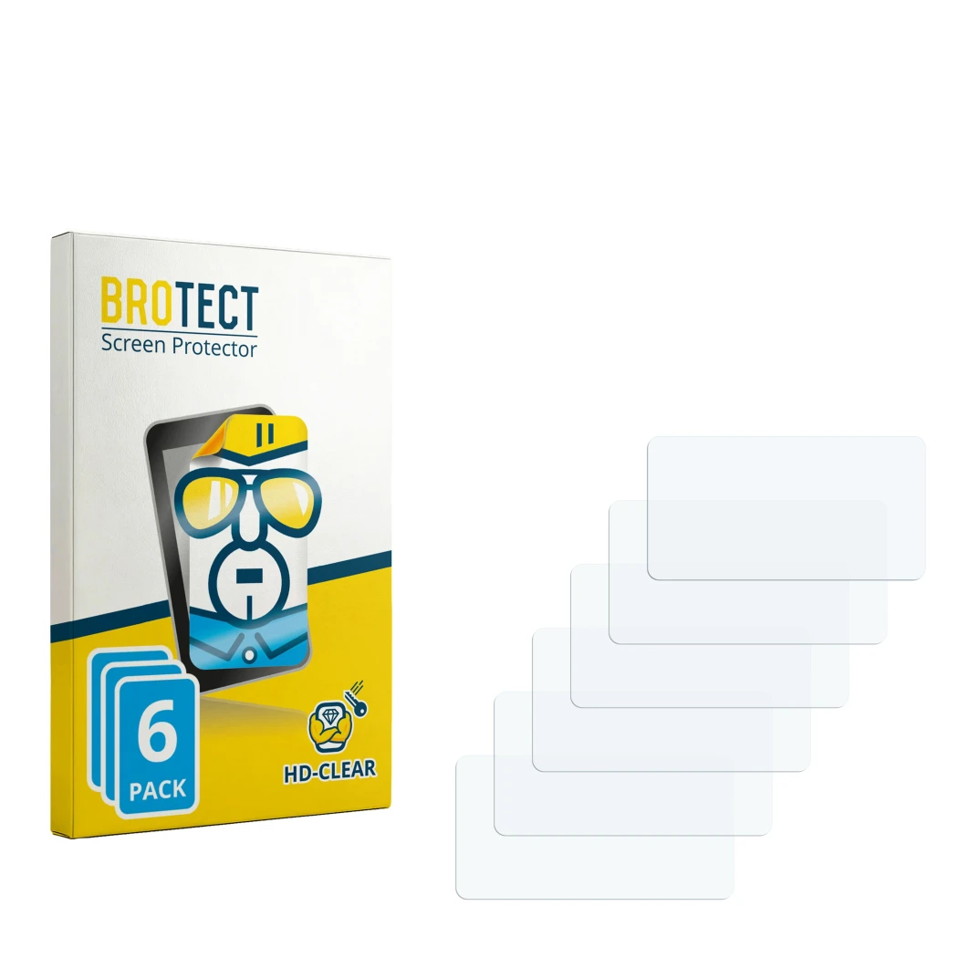 Face avant d’un emballage produit avec le logo de la marque BROTECT. À côté se trouve la protection d’écran correspondante.