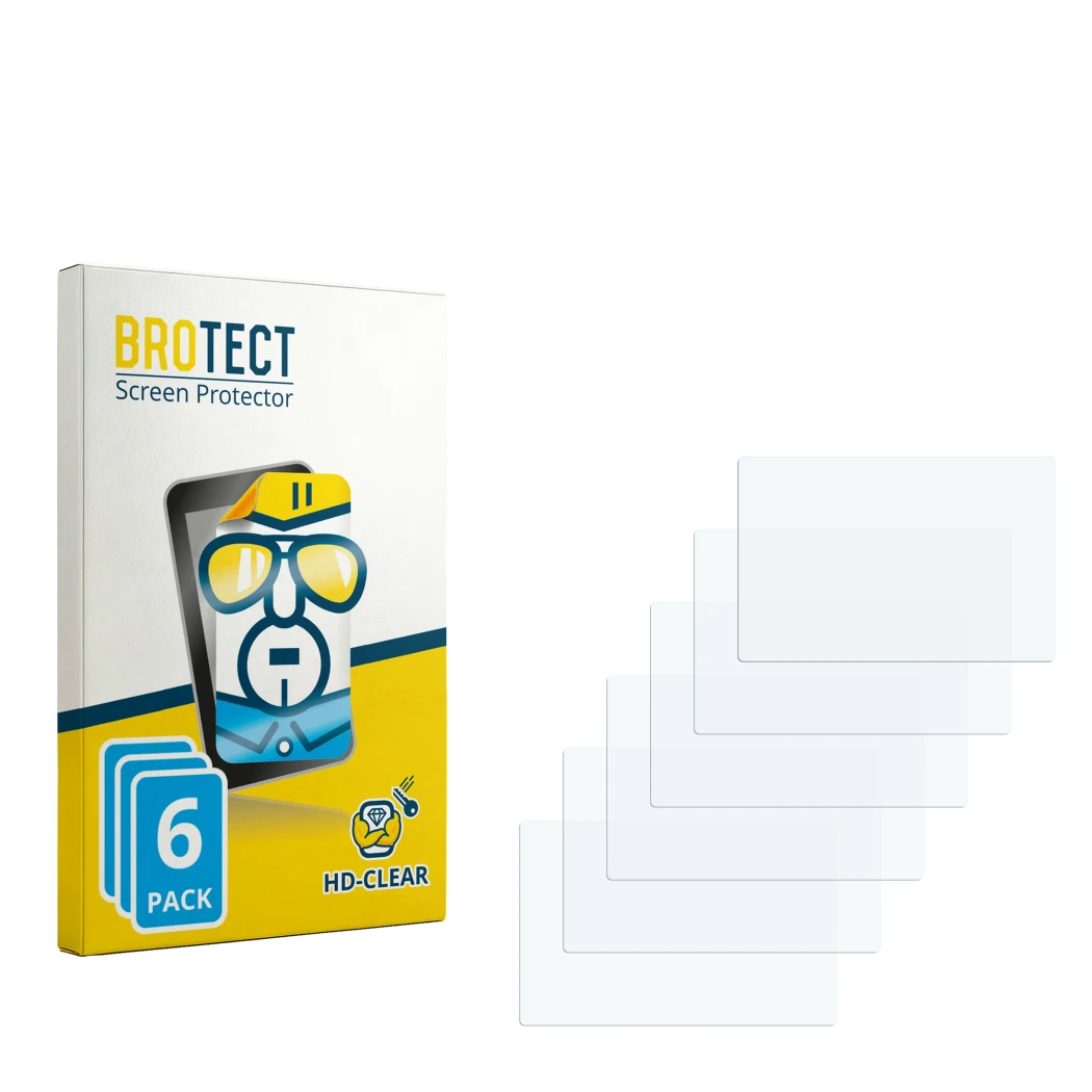 Face avant d’un emballage produit avec le logo de la marque BROTECT. À côté se trouve la protection d’écran correspondante.