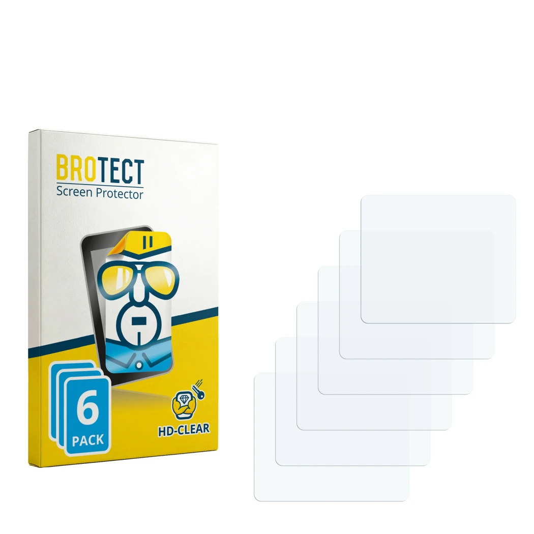 Face avant d’un emballage produit avec le logo de la marque BROTECT. À côté se trouve la protection d’écran correspondante.