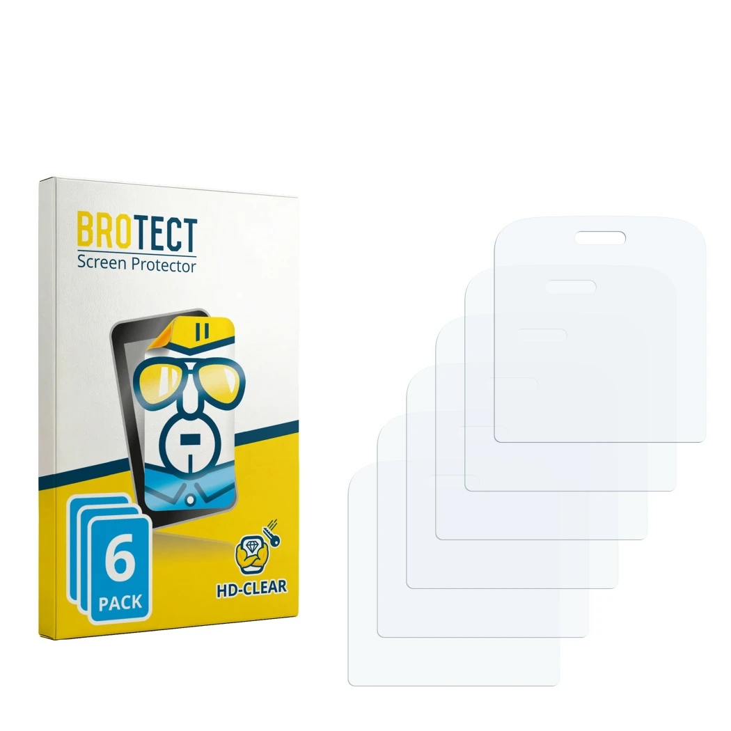 Face avant d’un emballage produit avec le logo de la marque BROTECT. À côté se trouve la protection d’écran correspondante.