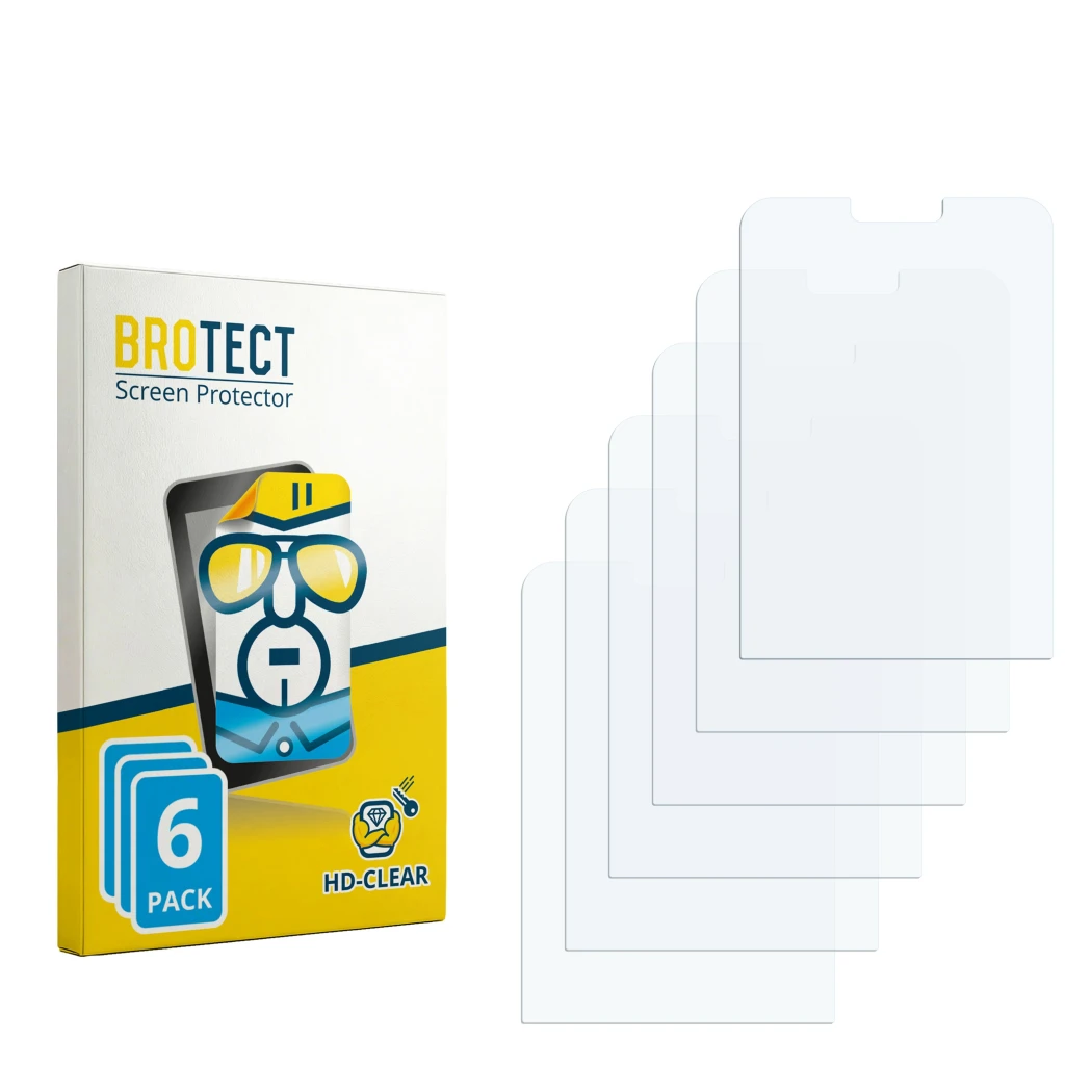 Face avant d’un emballage produit avec le logo de la marque BROTECT. À côté se trouve la protection d’écran correspondante.