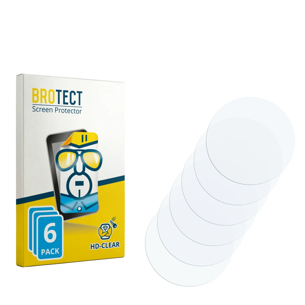 Face avant d’un emballage produit avec le logo de la marque BROTECT. À côté se trouve la protection d’écran correspondante.