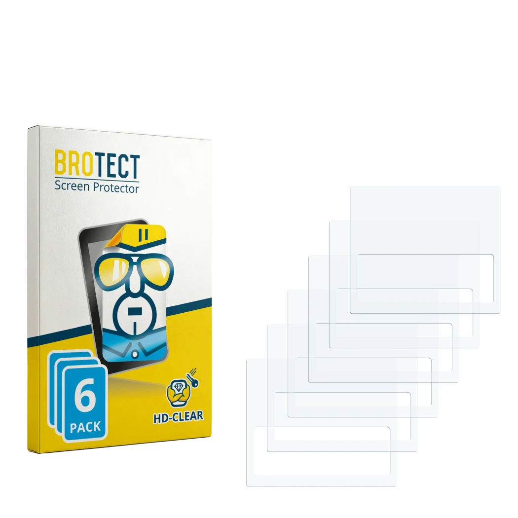 Face avant d’un emballage produit avec le logo de la marque BROTECT. À côté se trouve la protection d’écran correspondante.