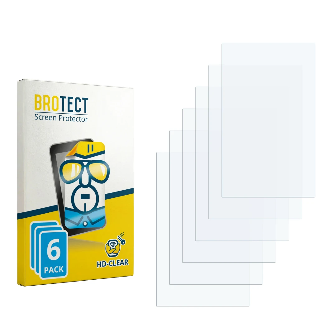 Face avant d’un emballage produit avec le logo de la marque BROTECT. À côté se trouve la protection d’écran correspondante.