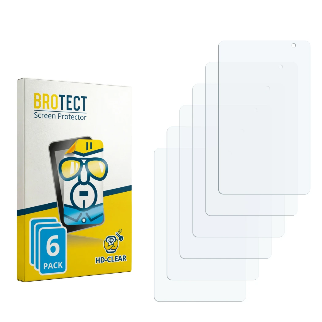 Face avant d’un emballage produit avec le logo de la marque BROTECT. À côté se trouve la protection d’écran correspondante.