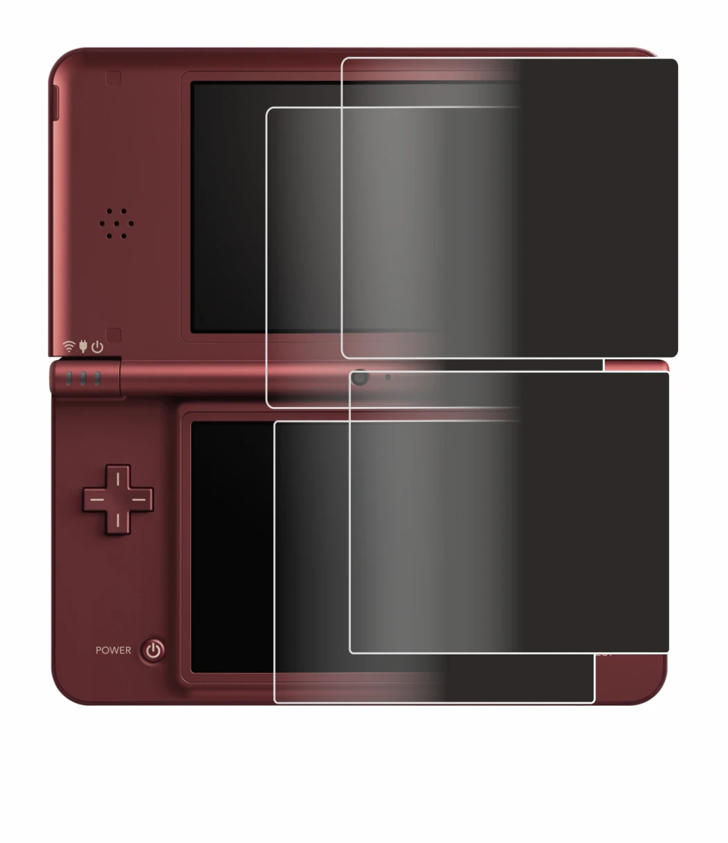 Image de l'appareil Nintendo DSi XL avec une grande variété de protections d'écran.