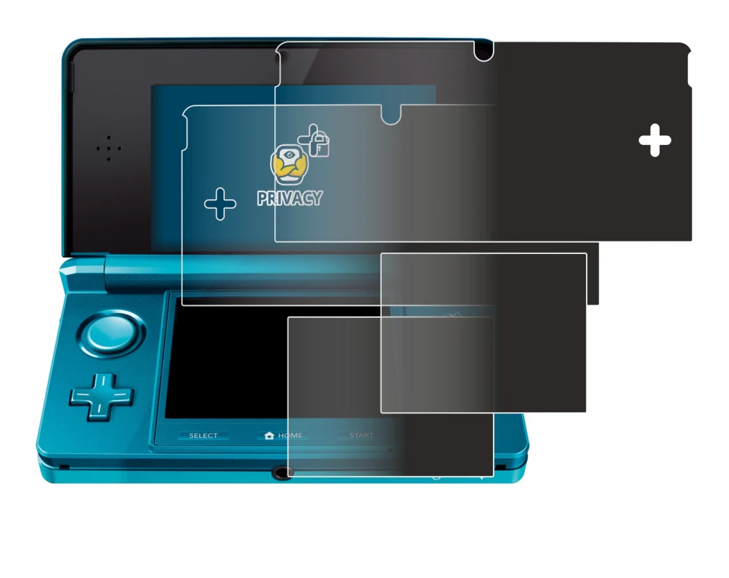 Image de l'appareil Nintendo 3DS avec une grande variété de protections d'écran.