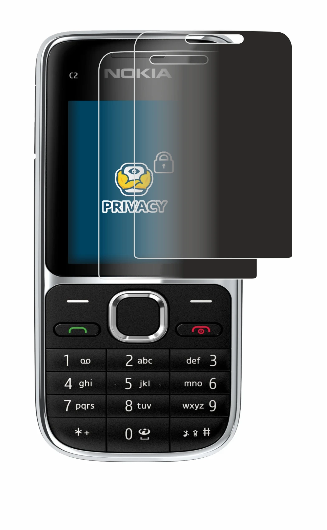 Image de l'appareil Nokia C2-01 avec une grande variété de protections d'écran.