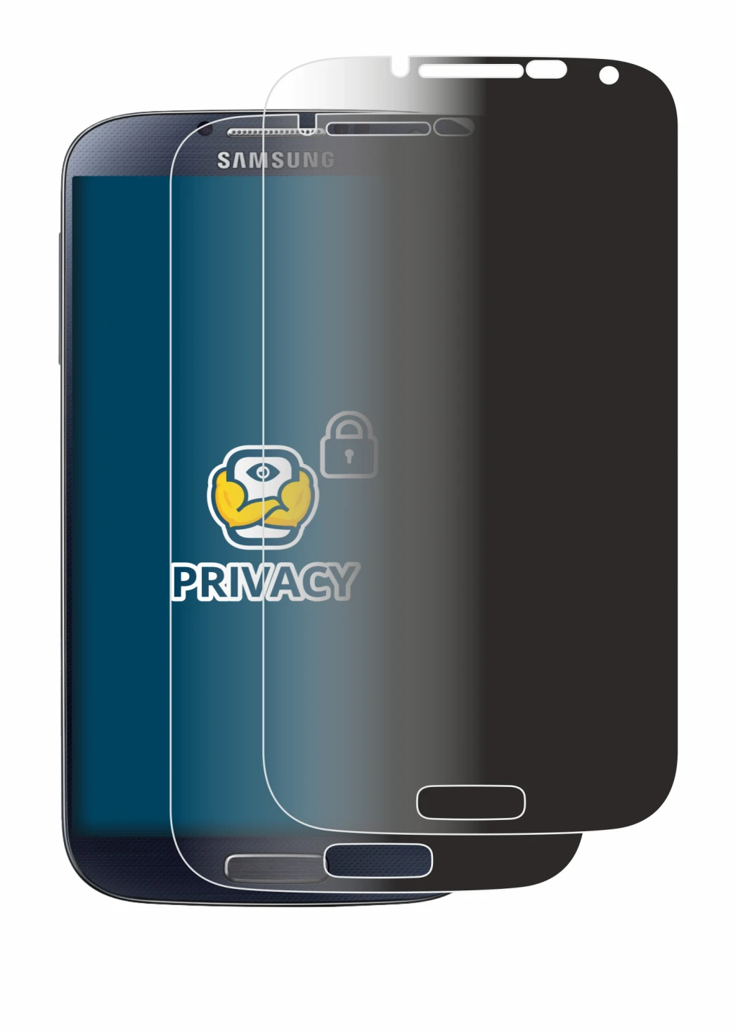 Image de l'appareil Samsung Galaxy S4 avec une grande variété de protections d'écran.