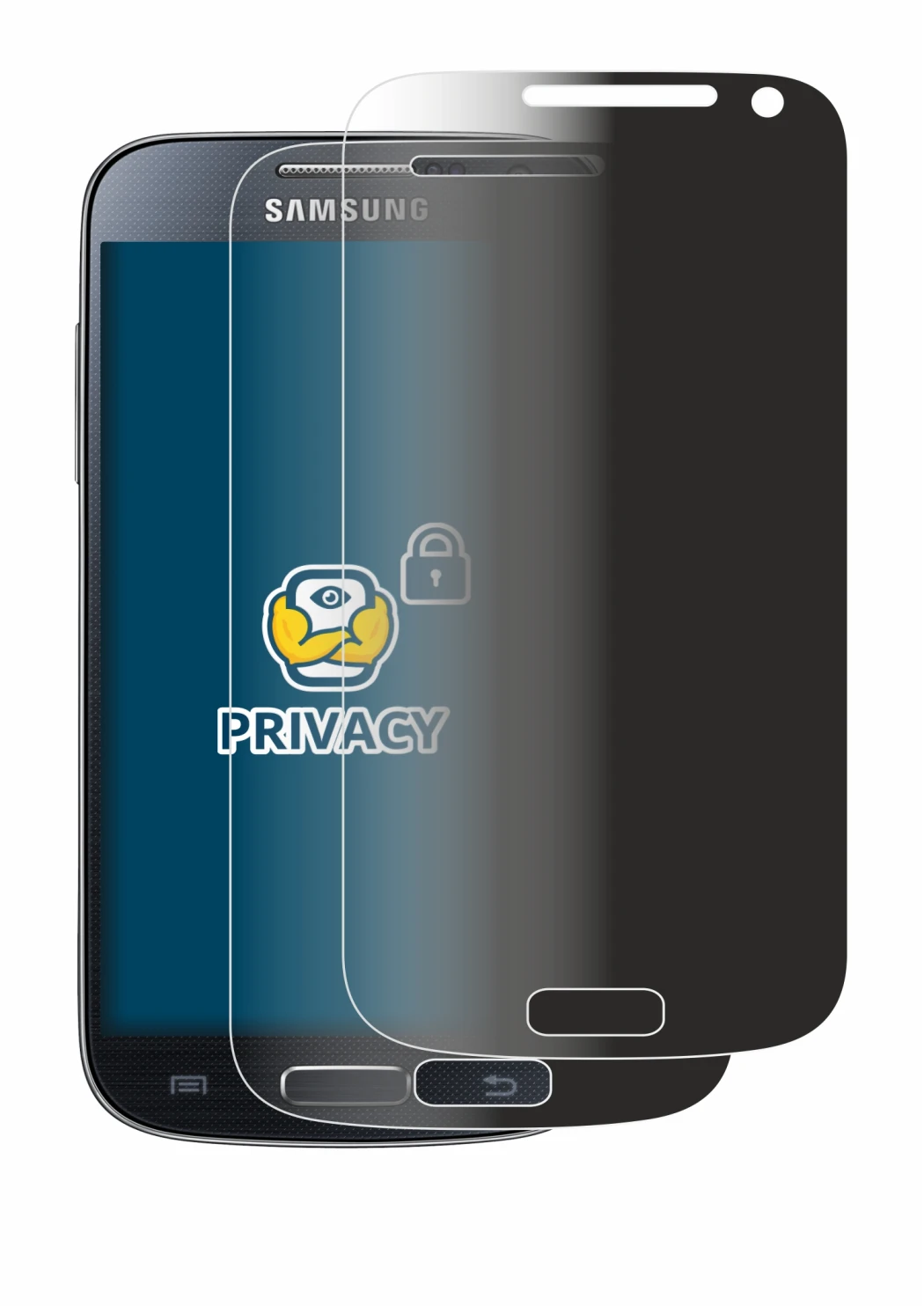Image de l'appareil Samsung Galaxy S4 Mini avec une grande variété de protections d'écran.