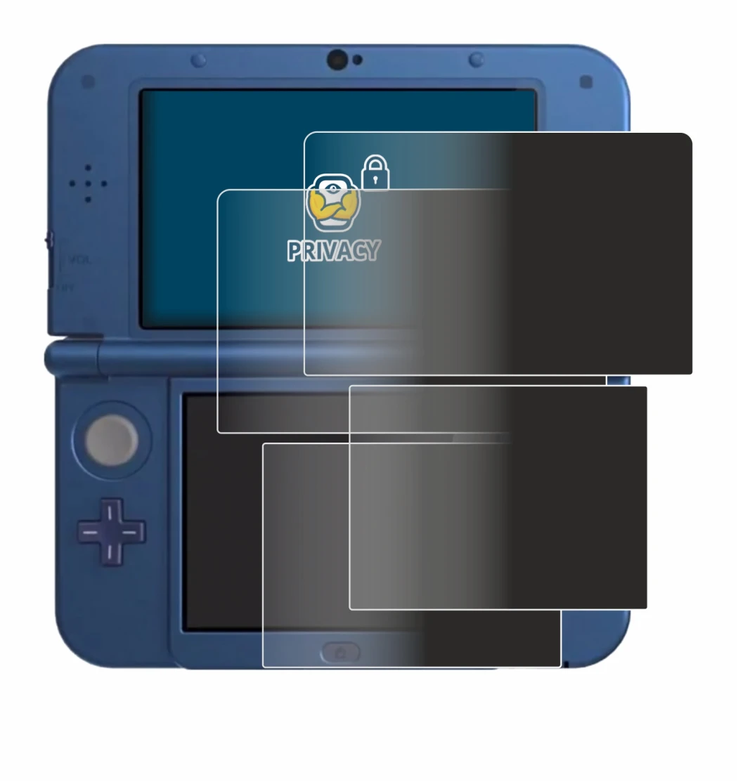Image de l'appareil Nintendo New 3DS XL avec une grande variété de protections d'écran.