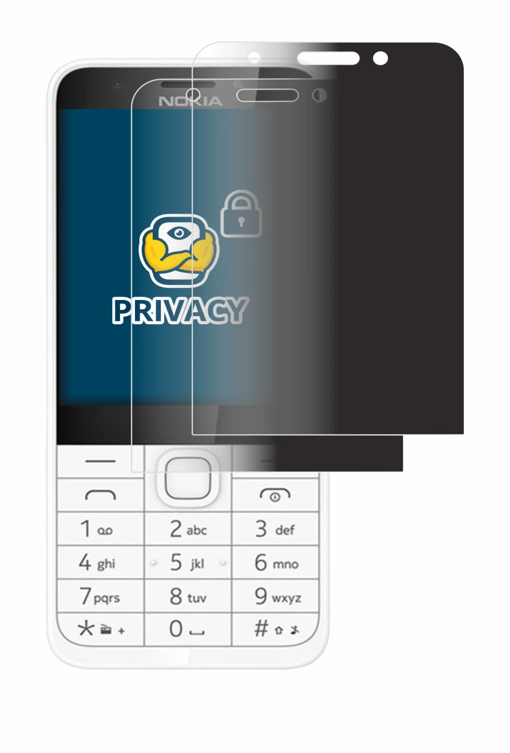 Image de l'appareil Nokia 230 avec une grande variété de protections d'écran.