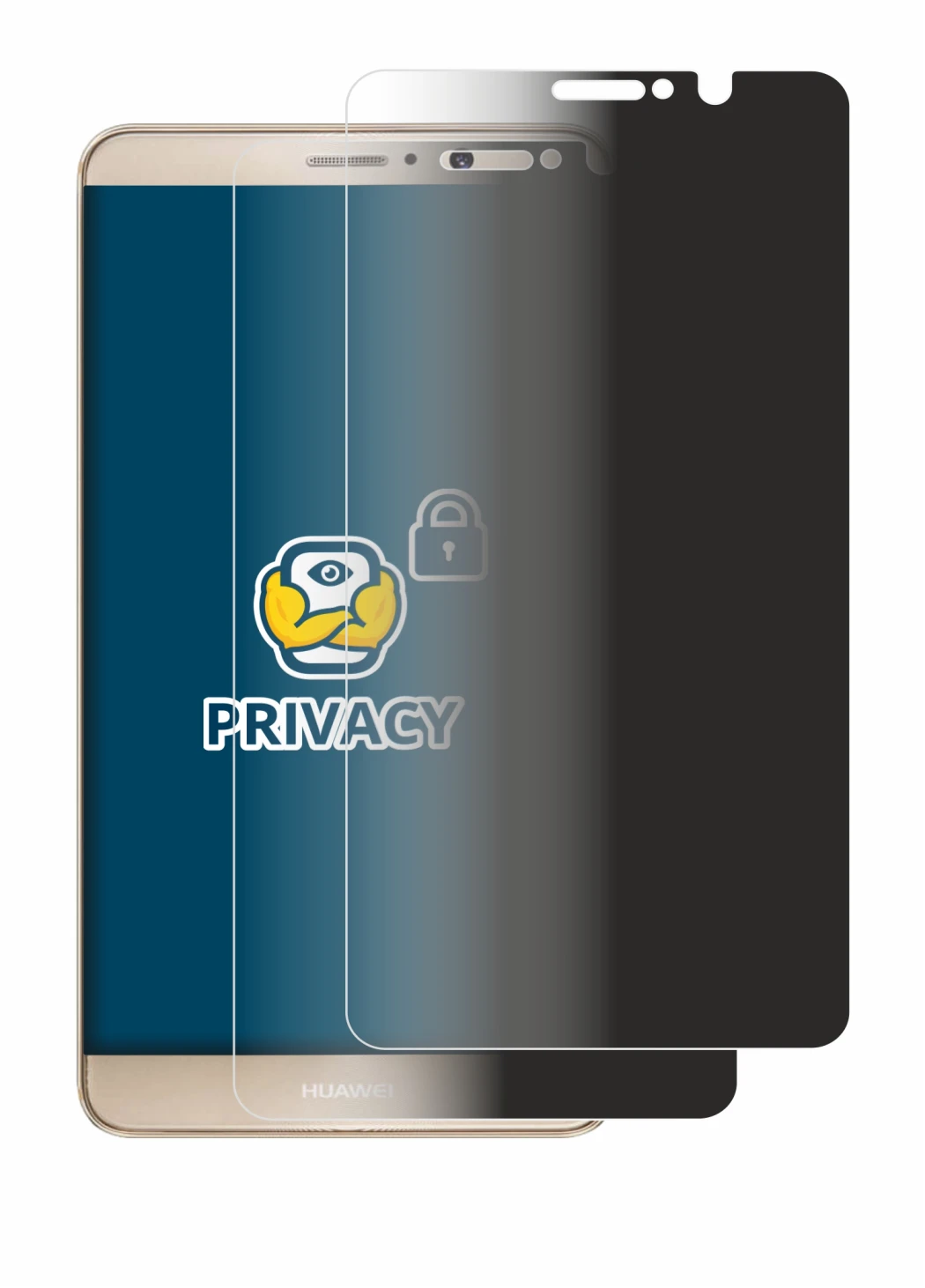 Image de l'appareil Huawei Mate 9 avec une grande variété de protections d'écran.