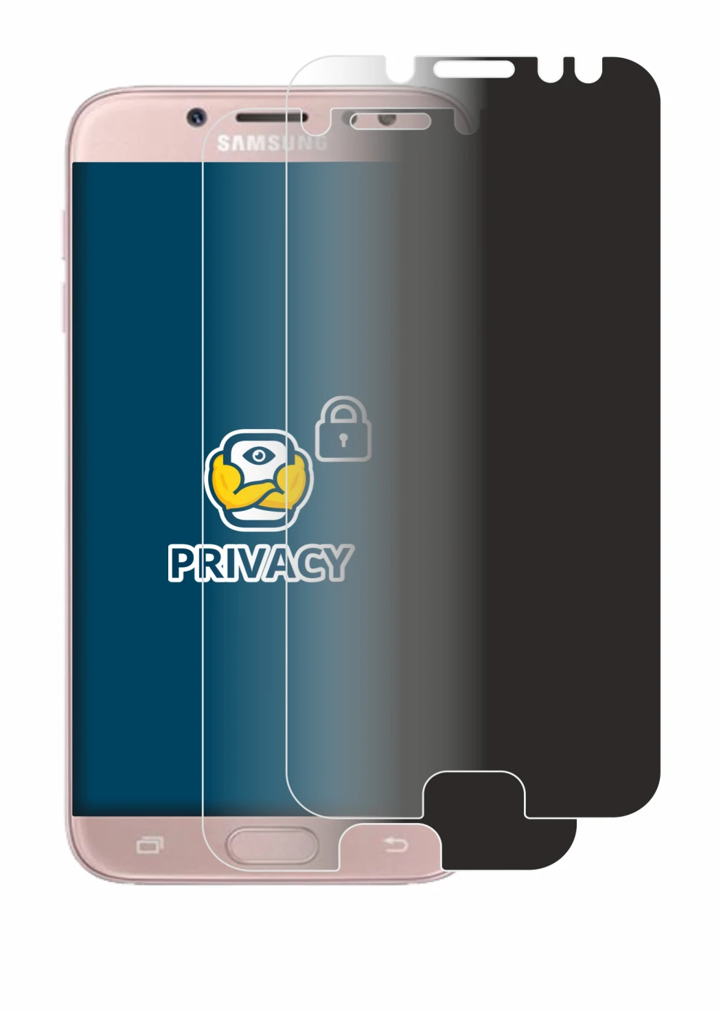 Image de l'appareil Samsung Galaxy J7 2017 avec une grande variété de protections d'écran.