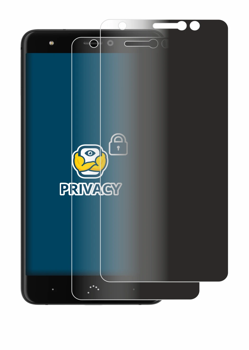 Image de l'appareil BQ Aquaris X avec une grande variété de protections d'écran.